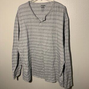 Julian & Mark gray stripped long sleeve v-neck shirt